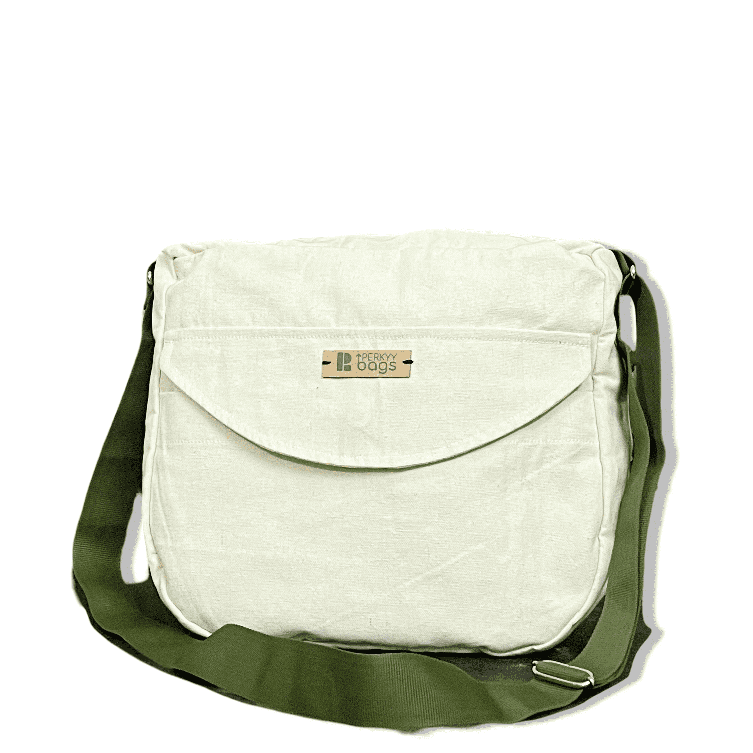 Messenger Flap Bag Green Adjustable strap
