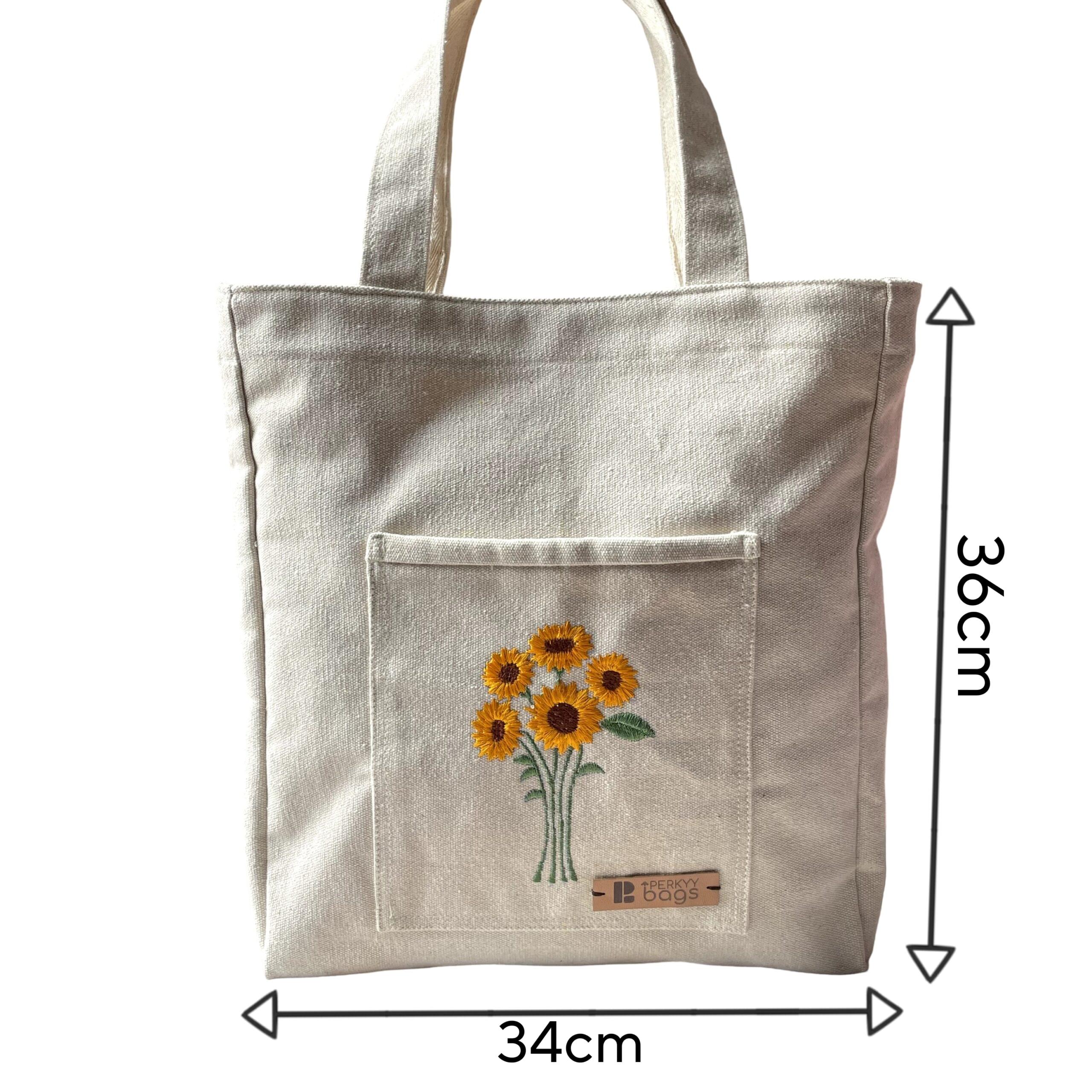 Sunflower Embroidered Tote Bag - Image 5