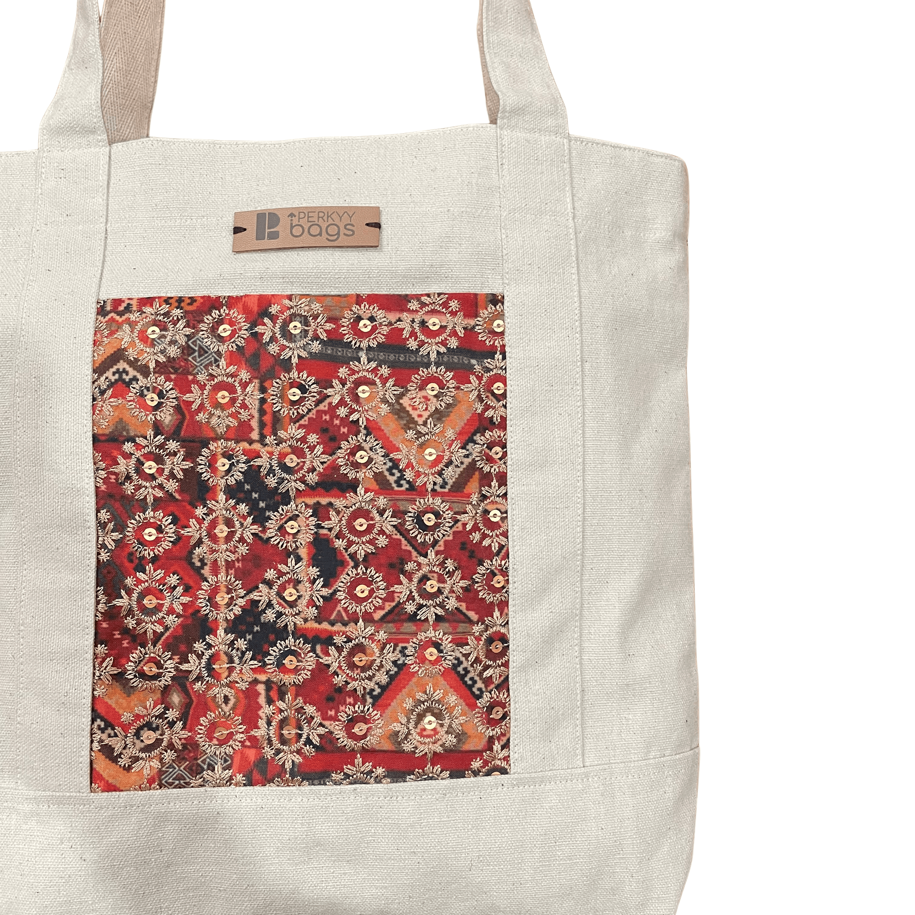 Shagun Tote Bag with Multicoloured Embroidery - Image 2